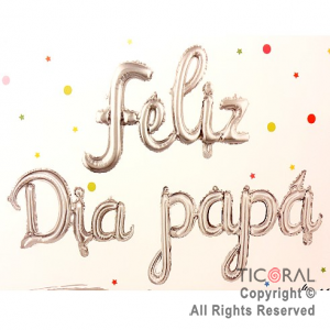 GLOBO METALIZADO FRASE FELIZ DIA PAPA PLATA X 1 (NO APTO HELIO)